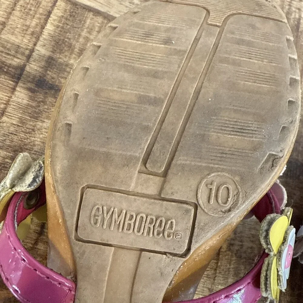 Gymboree Girl's Tea Time Afternoon Dragonfly Wooden Sandals Size 13